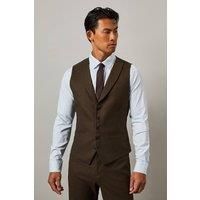 Mens Khaki Tweed Look Waistcoat - S