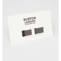 Mens Silver And Black Rectangle Cufflinks - One Size