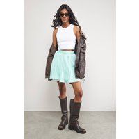 Warehouse Women's Chiffon Godet Flippy Mini Skirt in Mint | Size: 10