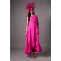 Strappy Crepe Midi Dress With Corsage