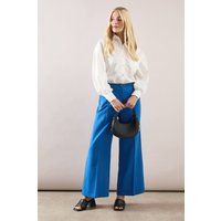 Petite Wide Leg Pleat Detail Trouser