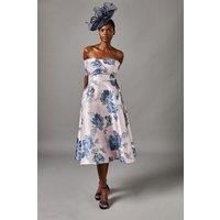 Bardot Full Skirted Jacquard Midi Dress