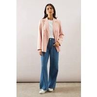 Wallis Women's Double Breasted Collared Blazer in Pink | Size: 16