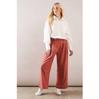 Wallis Women's Petite Elasticated Waist Wide Leg Trouser in Terracotta | Size: 20
