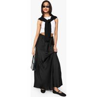 Womens Satin Drawcord Maxi Slip Skirt