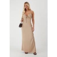 Misspap Bronze Maxi Dress Womens Activewear Dresses