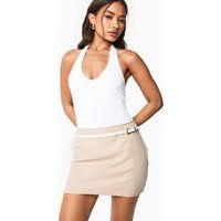 Womens Linen Look Mini Skirt