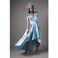 Coast Womens Full Skirted Dress  V-Neck Sleeveless Midi Twill Frill Hem
