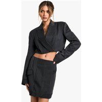 Womens Tailored Pinstripe Pocket Detail Mini Skirt