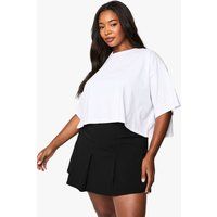 Womens Plus Bengaline Pleated Mini Skirt