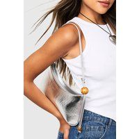Womens Metallic Bead Detail Shoulder Bag