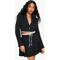 Womens Tailored Woven Pleated Mini Skirt