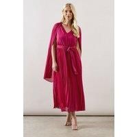 Petite Occasion Pleated Cape Midi Dress