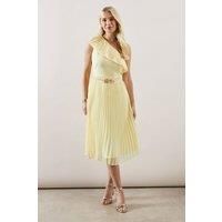 Petite Occasion One Shoulder Chiffon Pleated Midi Dress