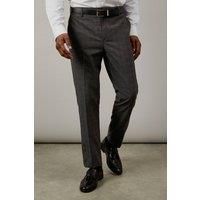 Mens Charcoal Prince Of Wales Check Slim Fit Trousers - 34R