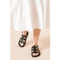 Womens Zosia Faux Leather T Bar Strappy Footbed Sandals