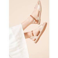 Womens Chara Faux Leather Espadrille Detail Flat Sandals