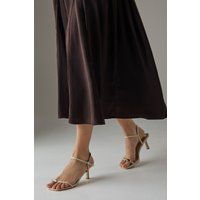 Womens Faith: Altheira Faux Leather Metal Toe Loop Detail Kitten Heel Sandals
