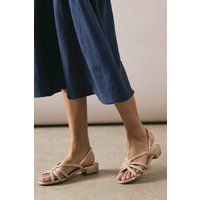 Womens Good For The Sole: Caelina Faux Metallic Suede Plaited Low Block Heeled Sandals