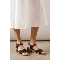 Womens Good For The Sole: Nevena Faux Leather Interwoven Comfort Sock Block Heeled Sandals