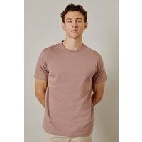 Mens Rose Pink Plain Crew Neck T-Shirt - L