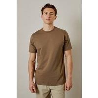 Mens Mocha Brown Plain Crew Neck T-Shirt - M