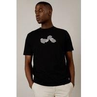 Mens Black Abstract Shape Print T-Shirt - S