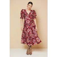 Wallis Burgundy Fit & Flare Dress Womens Occasion Dresses