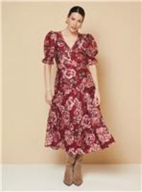 Wallis Burgundy Fit & Flare Dress Womens Occasion Dresses