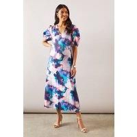 Wallis Women's Abstract Organza Pocket Midaxi Dress in Navy | Size: 12