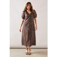 Wallis Women's Leopard Organza Pocket Midaxi Dress in Neutral | Size: 14