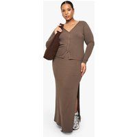 Womens Plus Soft Rib Maxi Skirt