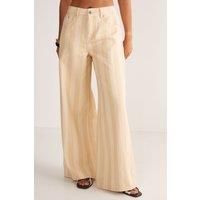 Pinstripe Straight Leg Denim Jeans
