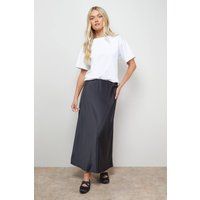 Oasis Women's Bias Cut Satin Midi Skirt in Black | Size: 12