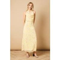 Printed Mesh Dobby Halterneck Dress