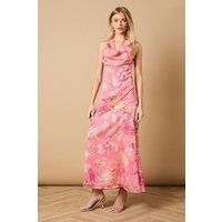 Printed Mesh Dobby Halterneck Dress