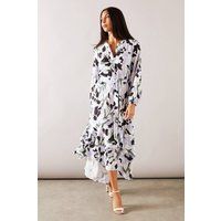 Wallis Women's Floral Button Through Shirt Dress in Blue | Size: 12