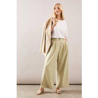 Wallis Women's Petite Elasticated Waist Wide Leg Trouser in Sage | Size: 20