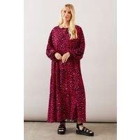 Petite Leopard Tiered Smock Midaxi Dress