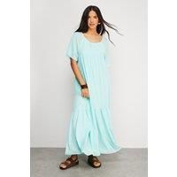Chiffon Tier Smock Midi Dress