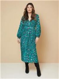 Womens Abstract Pin Tuck Detail Zip Midi Dress