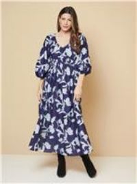 Womens Ruched Waist Midaxi Tea Dress