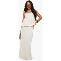 Womens Linen Look Column Maxi Skirt