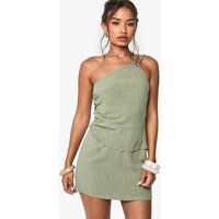 Womens Linen Look Mini Skirt