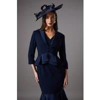 Coast Womens Jacket Champagne Button Crepe Peplum Waist Tailored V Neck