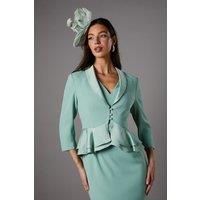Satin Back Crepe Tailored Jacket With Peplum
