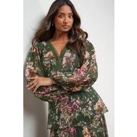 Oasis Women's Printed Lace Dress With Tripple Tiers in Floral | Size: 12