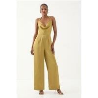 Misspap Green Straight Leg Jumpsuit Womens Going Out Jumpsuits