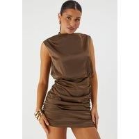 Misspap Chocolate Mini Dress Womens Party Dresses
