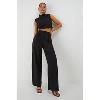Misspap Black Wide Leg Trousers Womens Casual Trousers